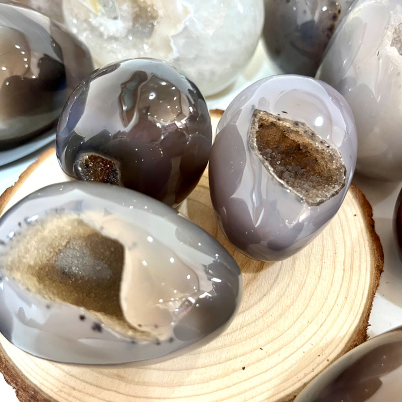 Different Maerail Druzy Egg Natural Raw Geode From IG Crystal