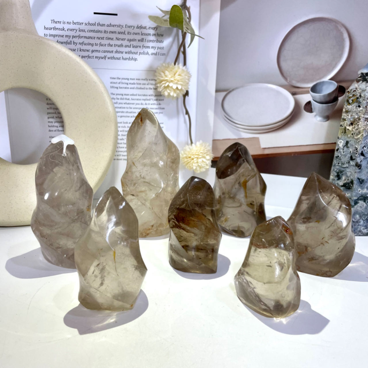 2~3PCS Smoky Quartz Torch Healing Crystal From IG Crystal