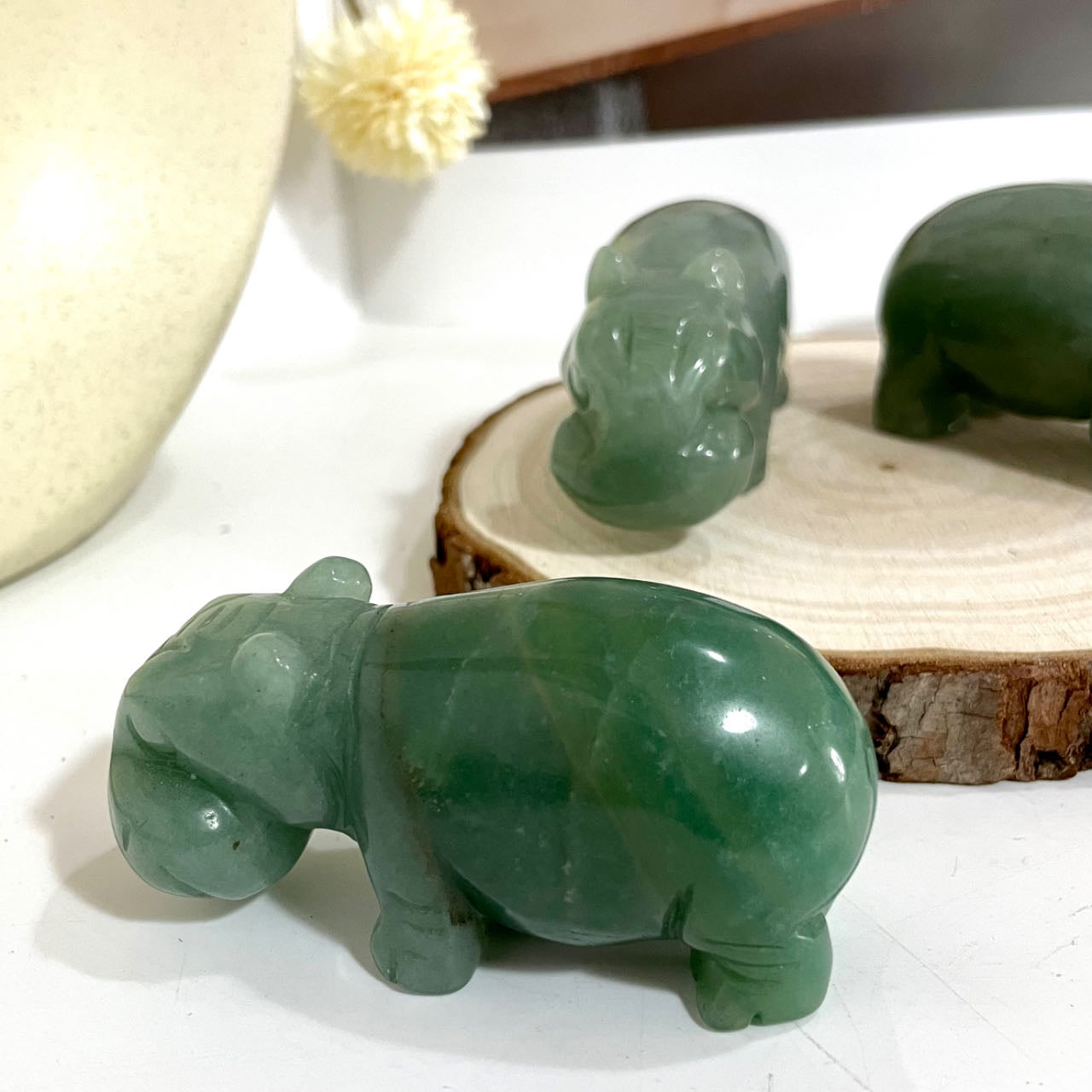 Green Aventurine Hippo Crystal Healing Stone Home Decoration From IG Crystal