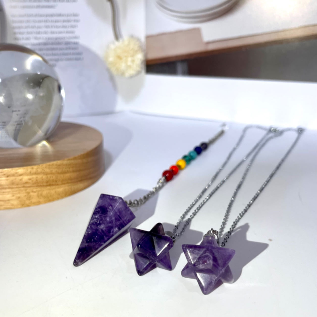 Crystal Necklace Ring Earrings Set Amethyst Clear Quartz Rose Quartz Charoite From IG Crystal