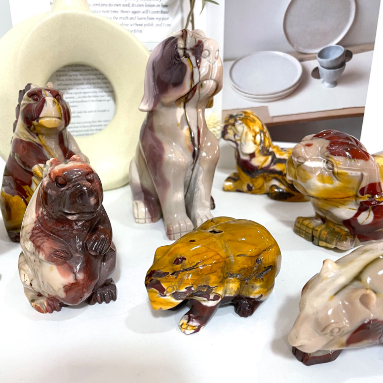 Moonkaite Jasper Animals Crystal Stochastic 1PCS Dog Squirrel Dinosaur Healing Stone Home Decoration From IG Crystal