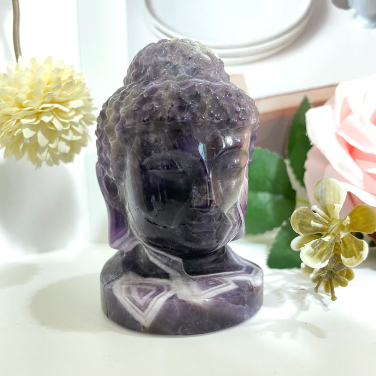 Amethyst Crystal Buddha Head Statue Stochastic 1PCS From IG Crystal