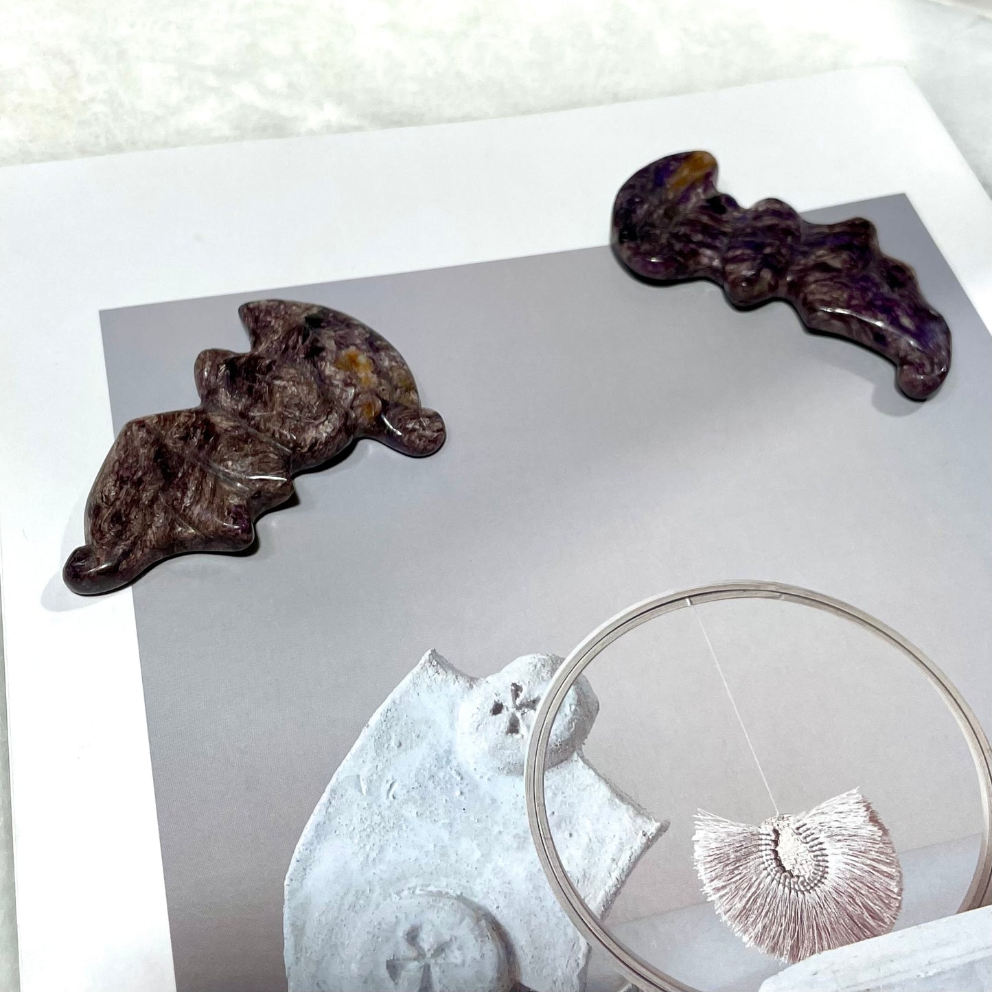 1 Count Charoite Bat Crystal Carving Natural Stone Gem Mining Chakra Balancing Reiki Healing Crystal Mystery Crystal Display Crystal Shopping Online Home Office Decor From IG Crystal