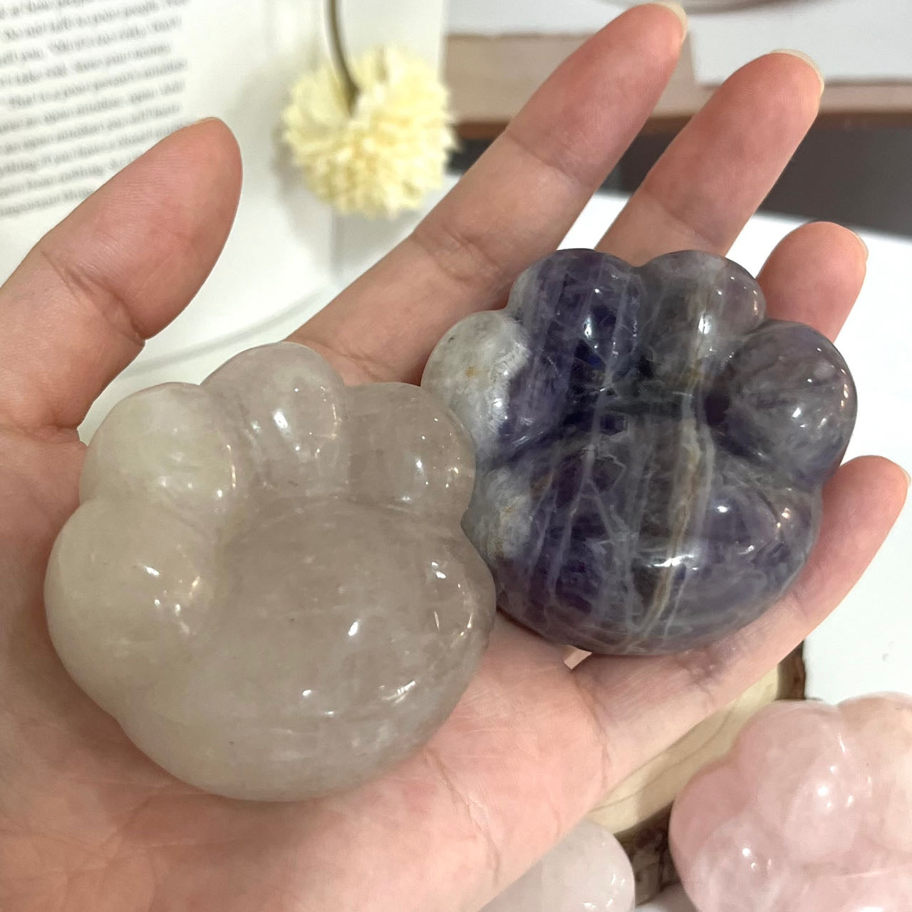 New Arrival Any 4PCS Different Maerail Cat's Paw Crystals Clear Quartz Rose Quartz Amethyst From IG Crystal