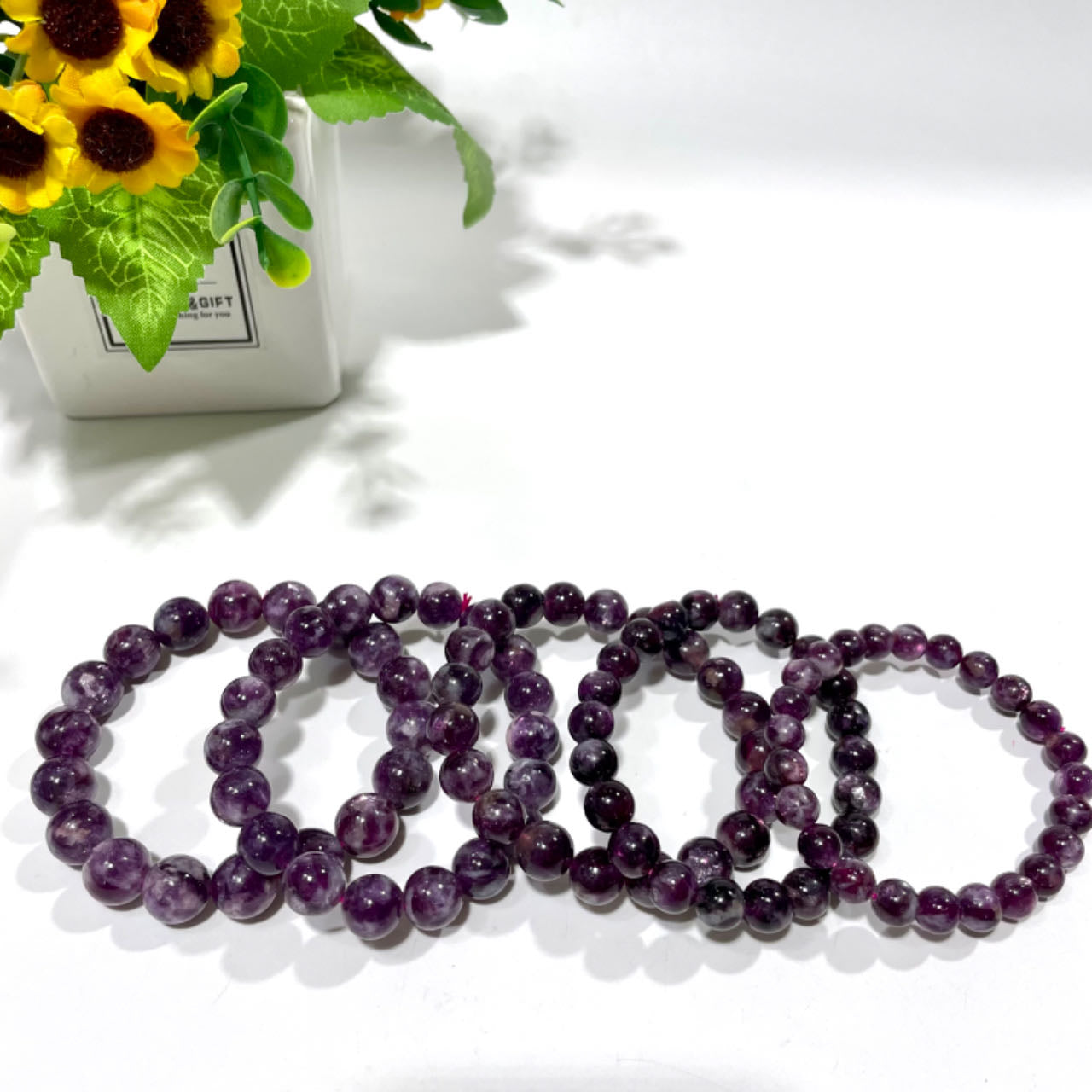 2 Counts Purple Mika Crystal Bracelet 7~11mm Energy Healing Crystals Jewelry for Women DIY Bracelet From IG Crystal