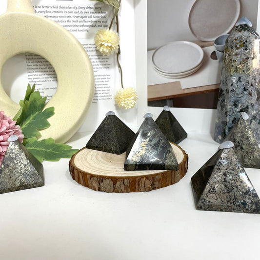 2PCS Pyrite Pyramid Crystal Healing Stone From IG Crystal
