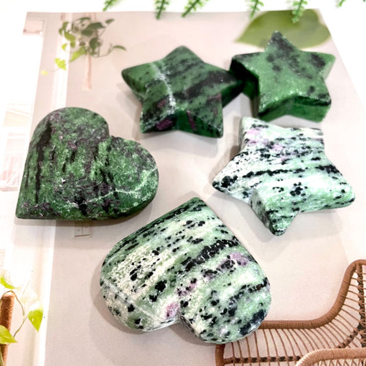 8 Counts Epidote Crystal Star Heart Shaped Crystal Healing Crystal Home Decoration From IG Crystal