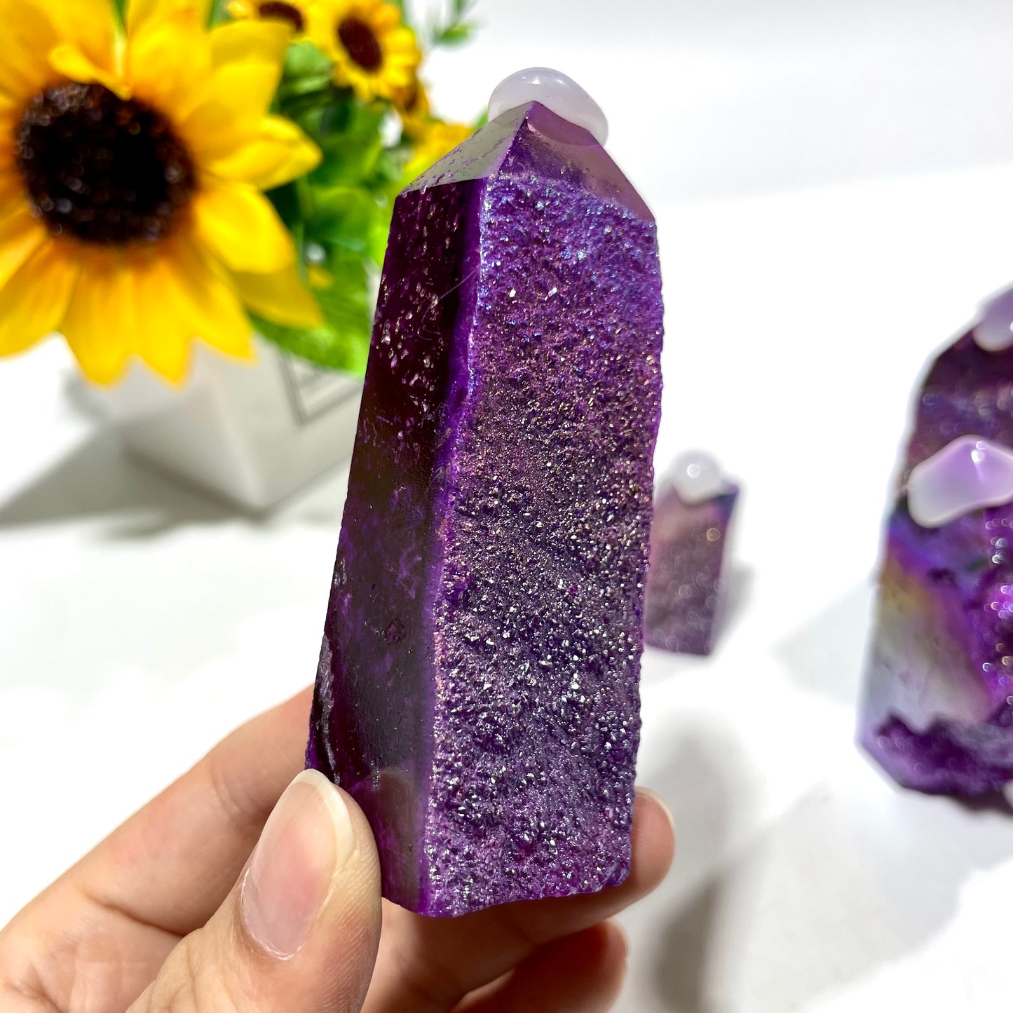 5~7 Counts 500G Purple Sphalerite Wand Unnatural Stone Artificial Crystal Gem Mining Chakra Balancing Reiki Healing Crystal Mystery Crystal Display Crystal Shopping Online Home Office Decor From IG Crystal