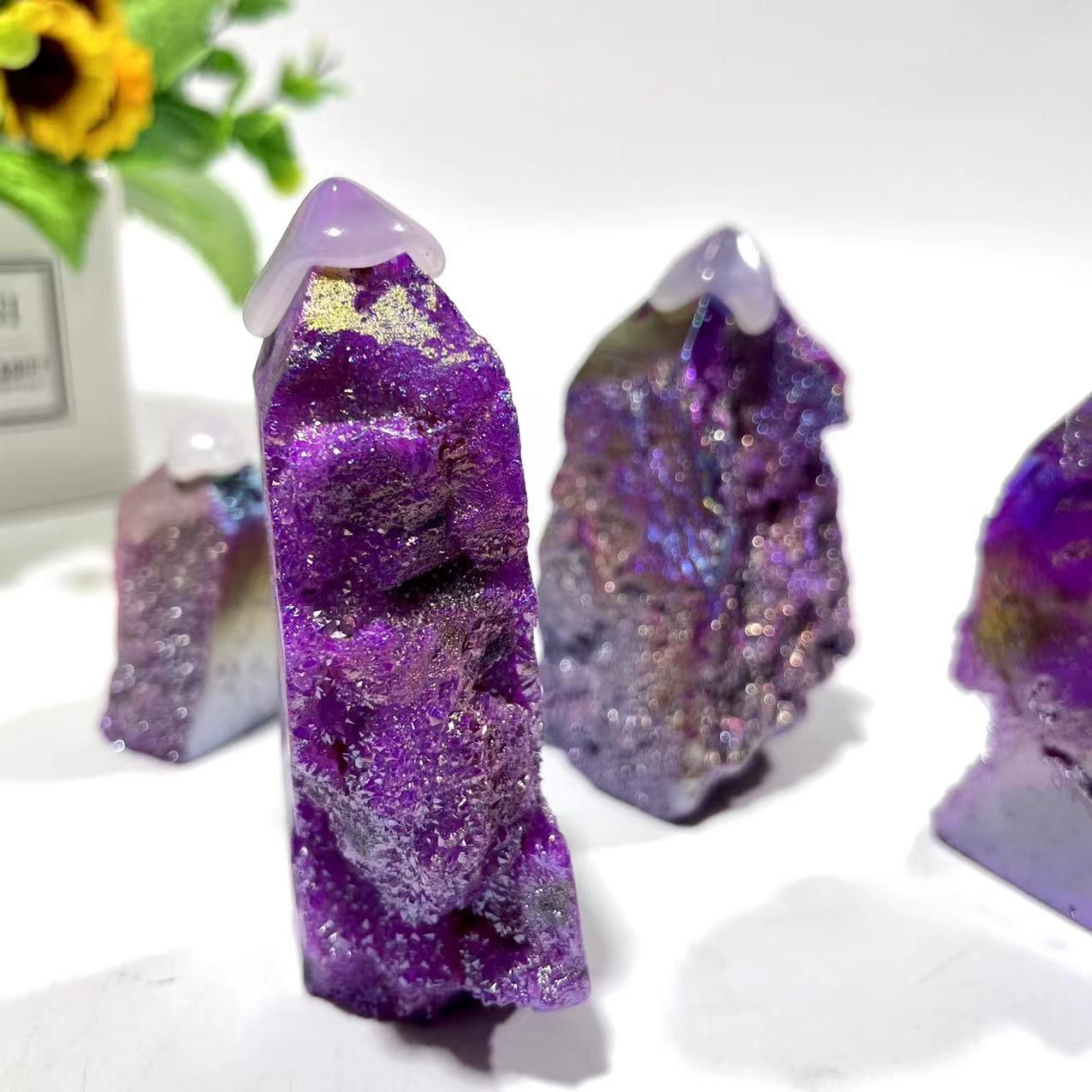 5~7 Counts 500G Purple Sphalerite Wand Unnatural Stone Artificial Crystal Gem Mining Chakra Balancing Reiki Healing Crystal Mystery Crystal Display Crystal Shopping Online Home Office Decor From IG Crystal