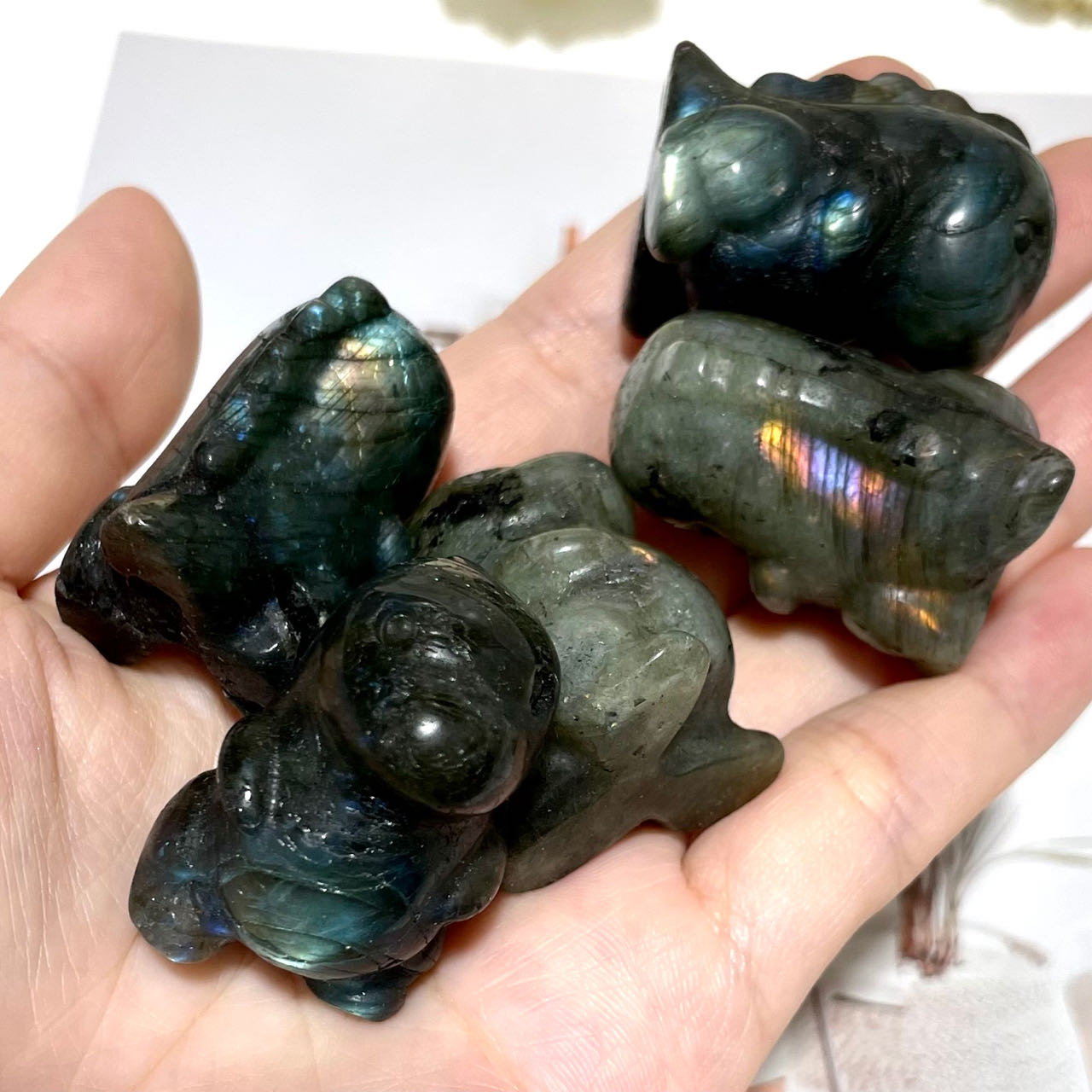 5 Counts Labradorite Small Dinosaur Crystal Healing Crystal Home Decoration From IG Crystal