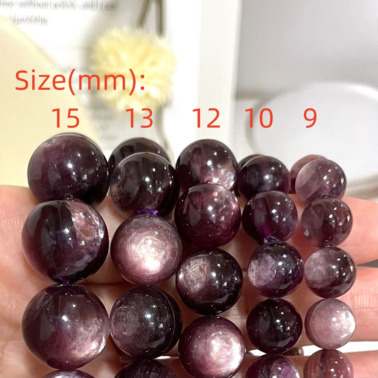 Deep Purple Mica 15mm 13mm 12mm 10mm 9mm Energy Healing Crystals Jewelry for Women DIY Bracelet From IG Crystal