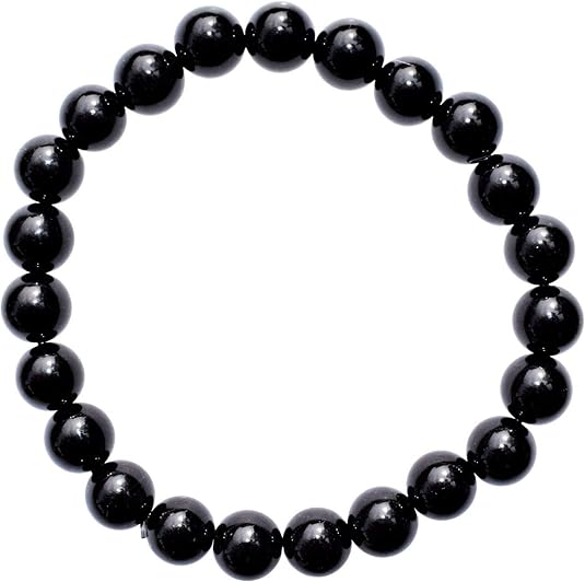 5 Counts Black Obsidian Crystal Bead Bracelet – Healing Crystal Bracelet for Women and Men – 8mm Black Beaded Bracelets for Spiritual Healing, Positive Energy – Unisex Elastic Adjustable Gemstone Bracelet From IG Crystal