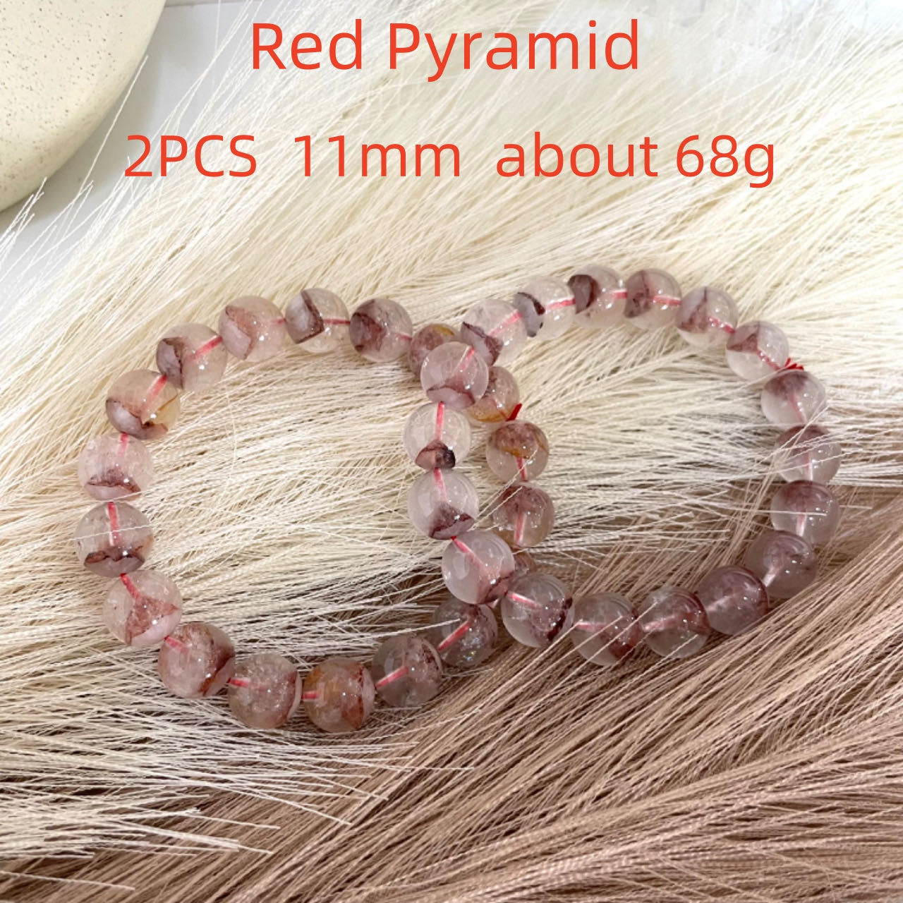 2 / 7PCS Crystal Bracelets Set Lasionite Purple Mica Morganite Black Rutile  Red Pyramid Kunzite Sunstone From IG Crystal