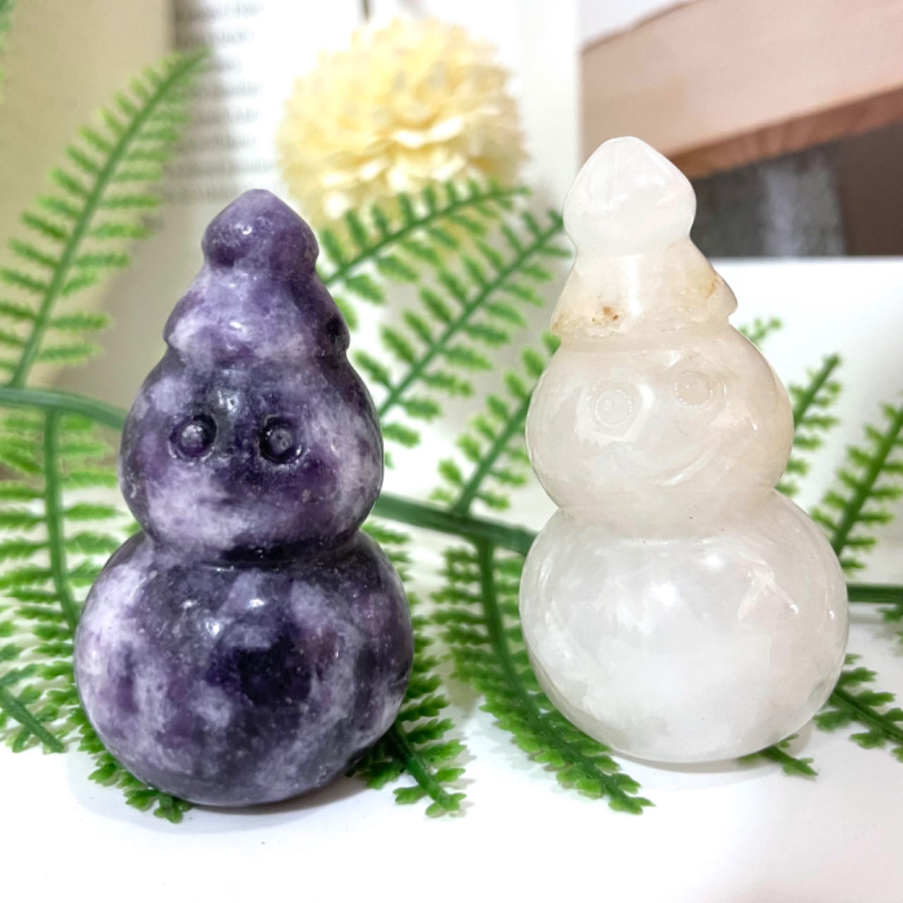 Different Maerail Snowman Crystal Stochastic 5PCS Rose Quartz Clear Quartz Black Obsidian Kiwi Jasper Red Jasper Yellow Jade Sodalite Amethyst Healing Crystal From IG Crystal