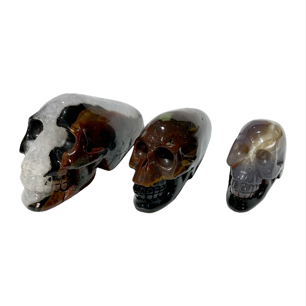 India Agate Skull Crystal Carving Natural Stone Gem Mining Chakra Balancing Reiki Healing Crystal Mystery Crystal Display Crystal Shopping Online Home Office Decor From IG Crystal