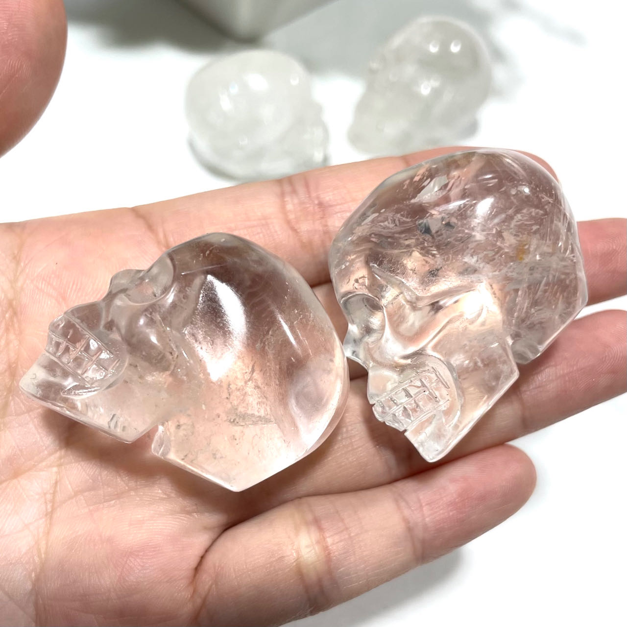 4 Counts Clear Quartz Small Skull Crystal Healing Crystal Home Decoration From IG Crystal