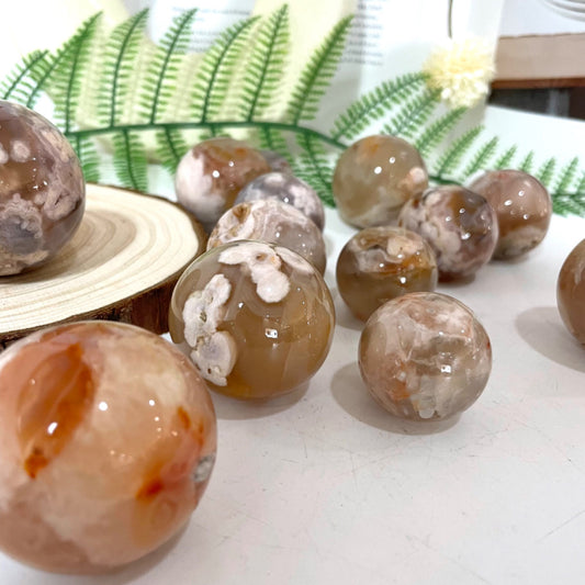 3~5PCS Small Pink Flower Agate Balls 2.5~5cm Healing Stone Home Decoration From IG Crystal