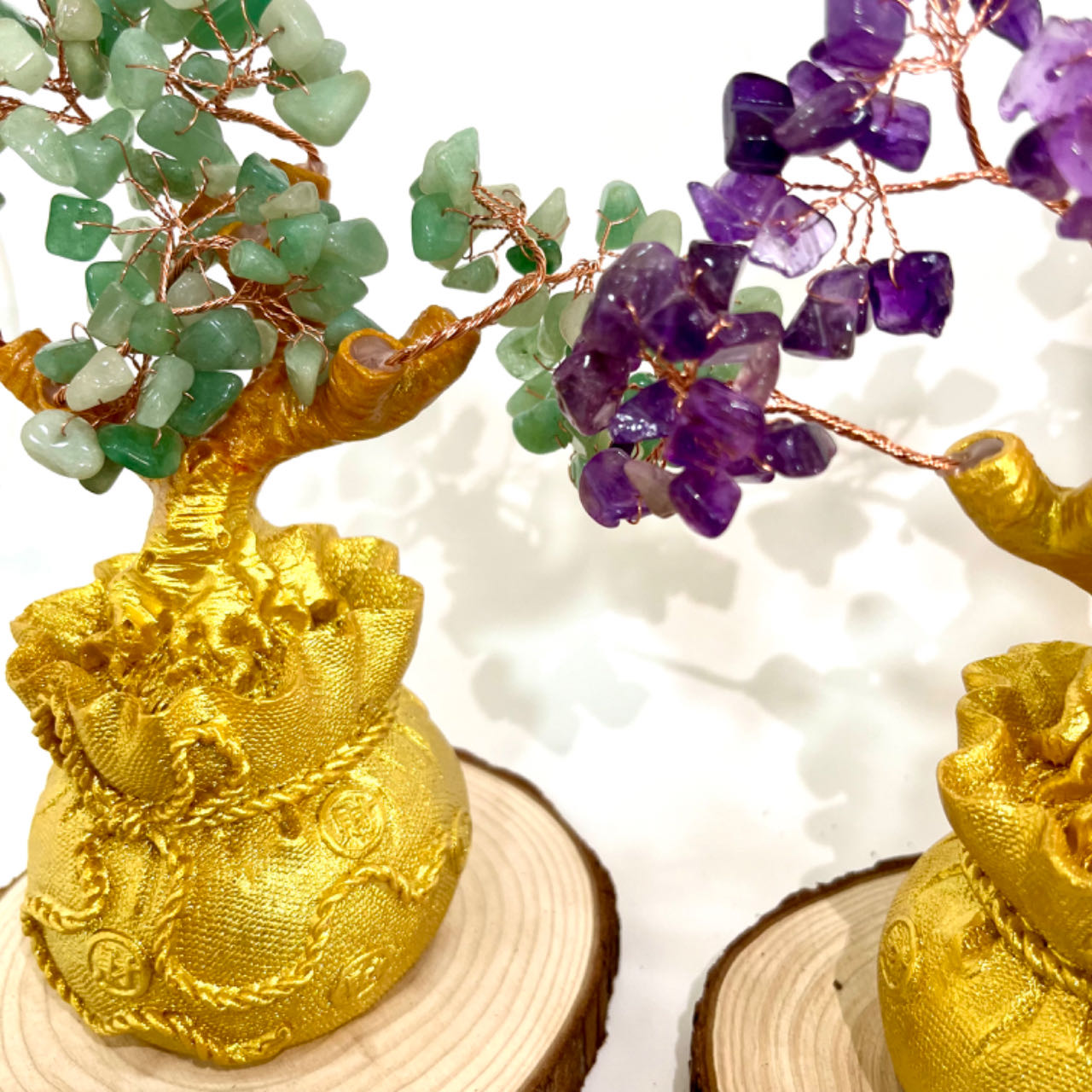Money Tree Yellow Crytal Amethyst Rose Quartz Green Flourite Healing Crystals and Stones Tree for Home and Office Desk Decoration From IG Crystal