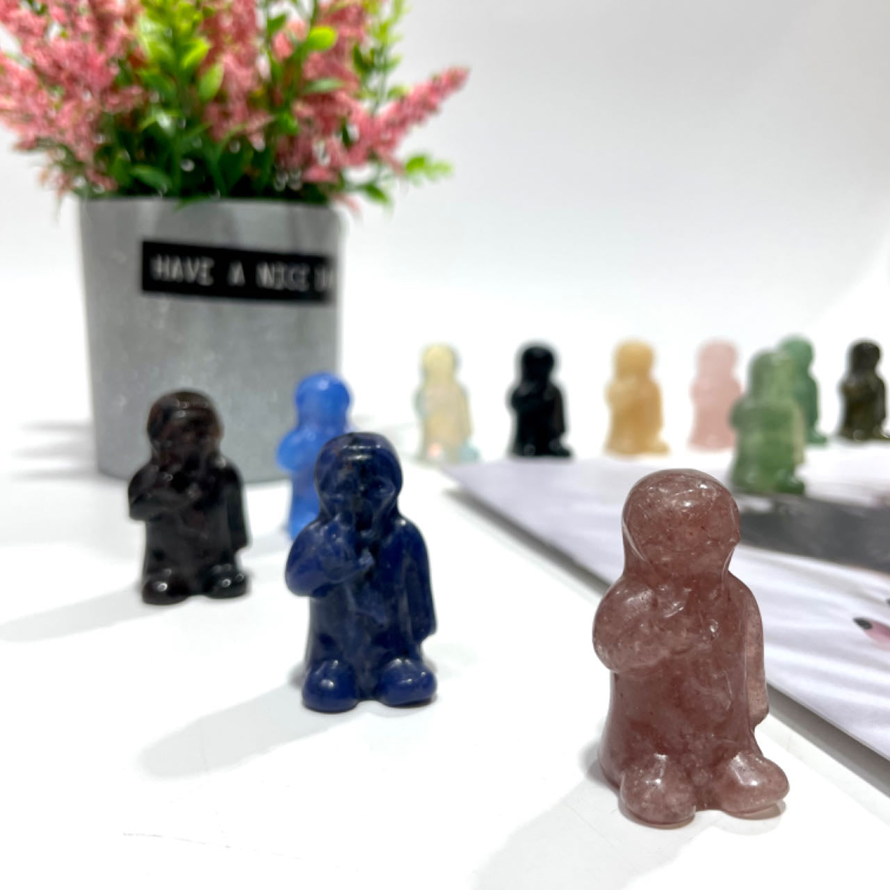 3 Counts Halloween Knife-wielding Ghost Crystal Carving Healing Crystal Gem Reiki Healing Home Decor Crystal Jewelry Shop Pretty Crystals From IG Crystal
