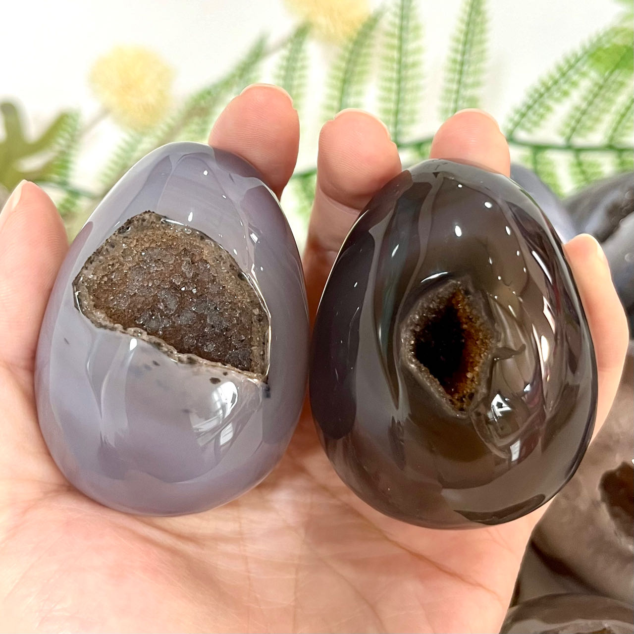 Different Maerail Druzy Egg Natural Raw Geode From IG Crystal