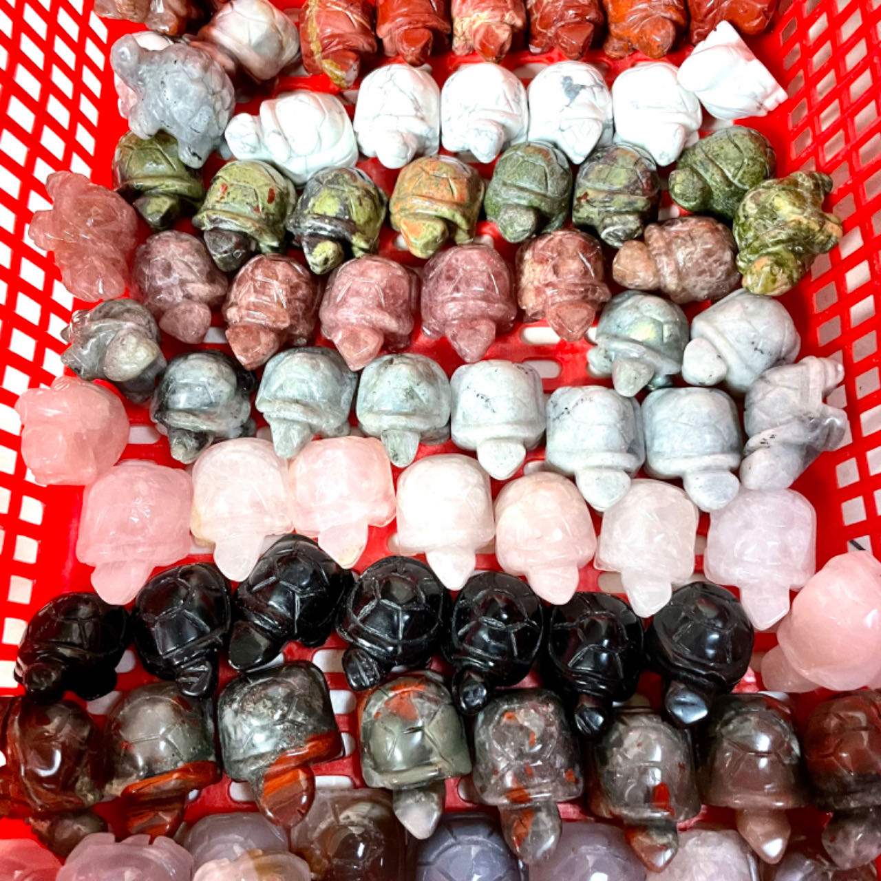 3CM Different Materials Little Tortoise Crystal Game Morganite Fire Quartz Black Rutile Quartz Labradorite Sunstone Blue Tiger Eye Moss Agate Amethyst Clear Quartz Fluorite Original Natural Stone Gemstone From IG Crystal
