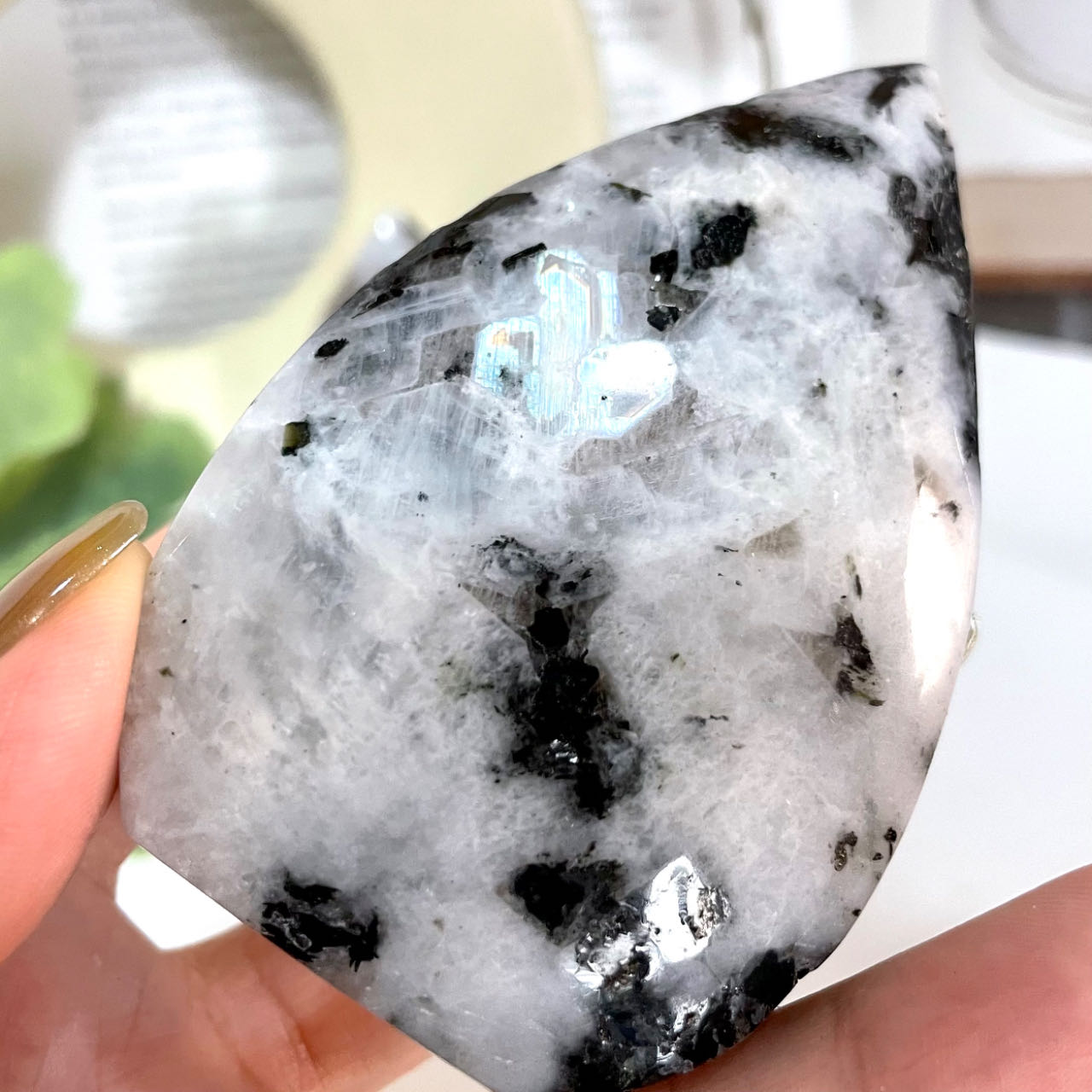 2~3 Counts Dark Spot Moonstone Water Drop Crystal Reiki Crytsal Healing Home Decor From IG Crystal