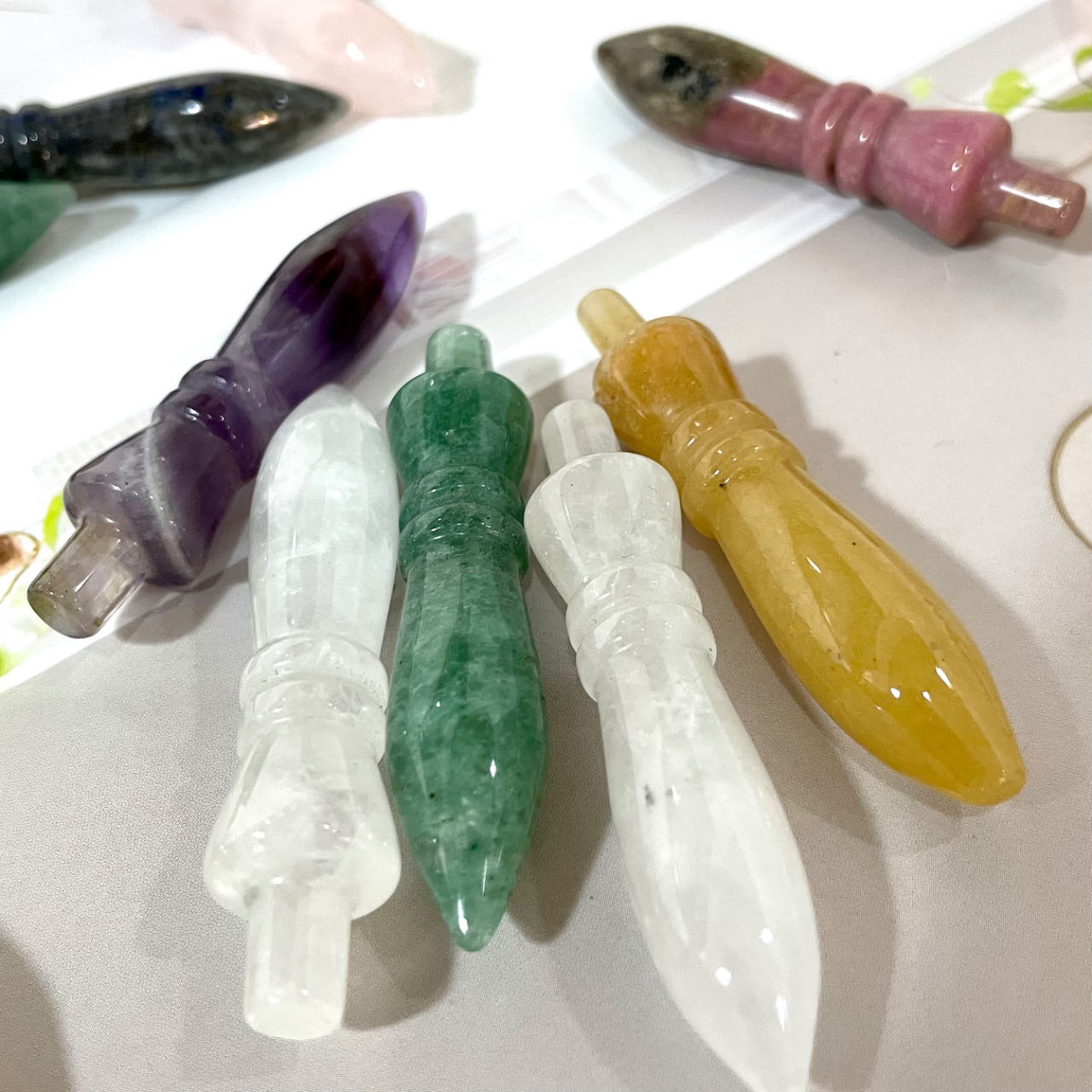 IG Crystal Bullet Crystals 10 Counts Rose Quartz Clear Quartz Amethyst Rohdnite Green Aventurine Sodalite Yellow Jade Healing Stone Home decoration