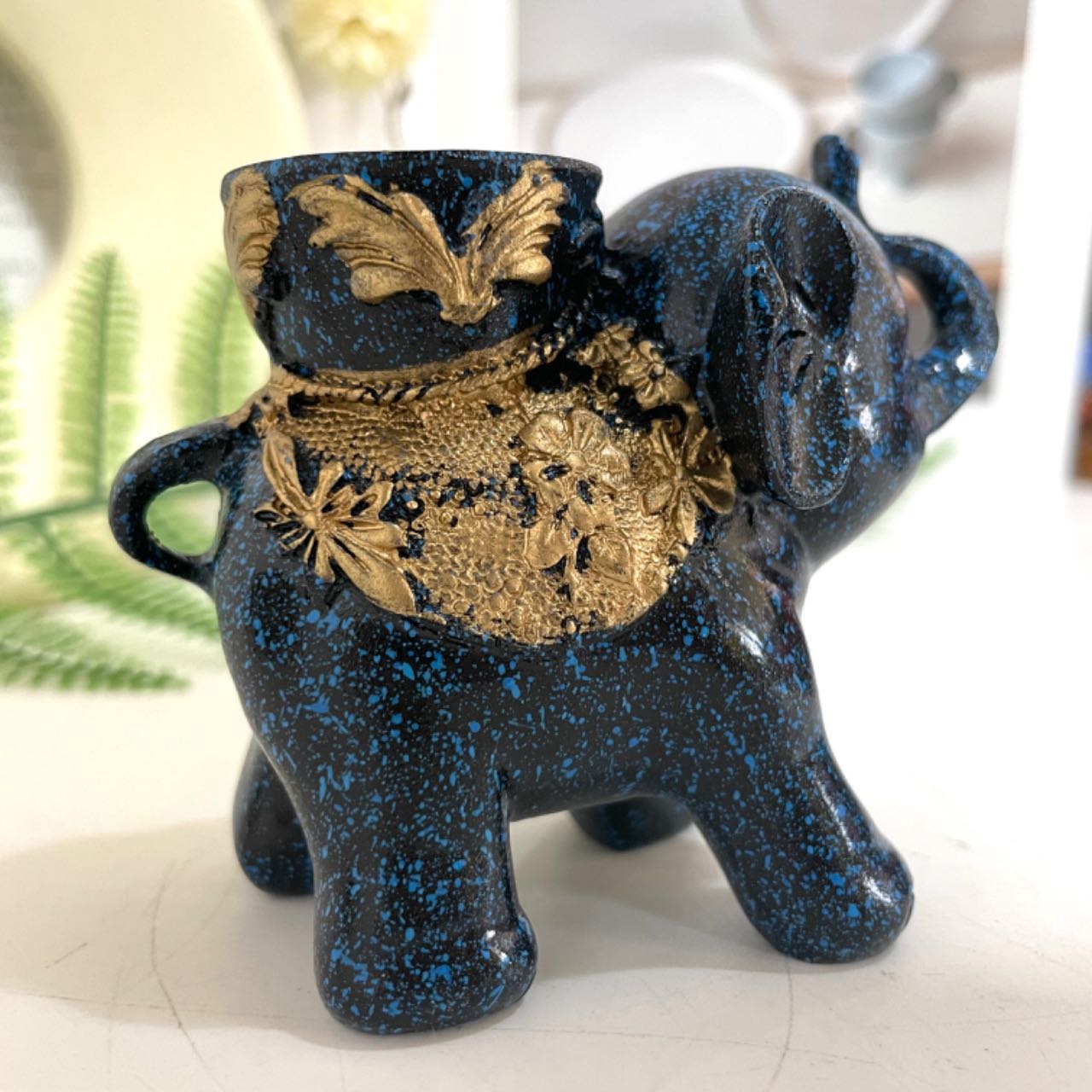 2PCS Elephant Stand Black Blue Healing Stone Home Decoration For Crystal Ball From IG Crystal