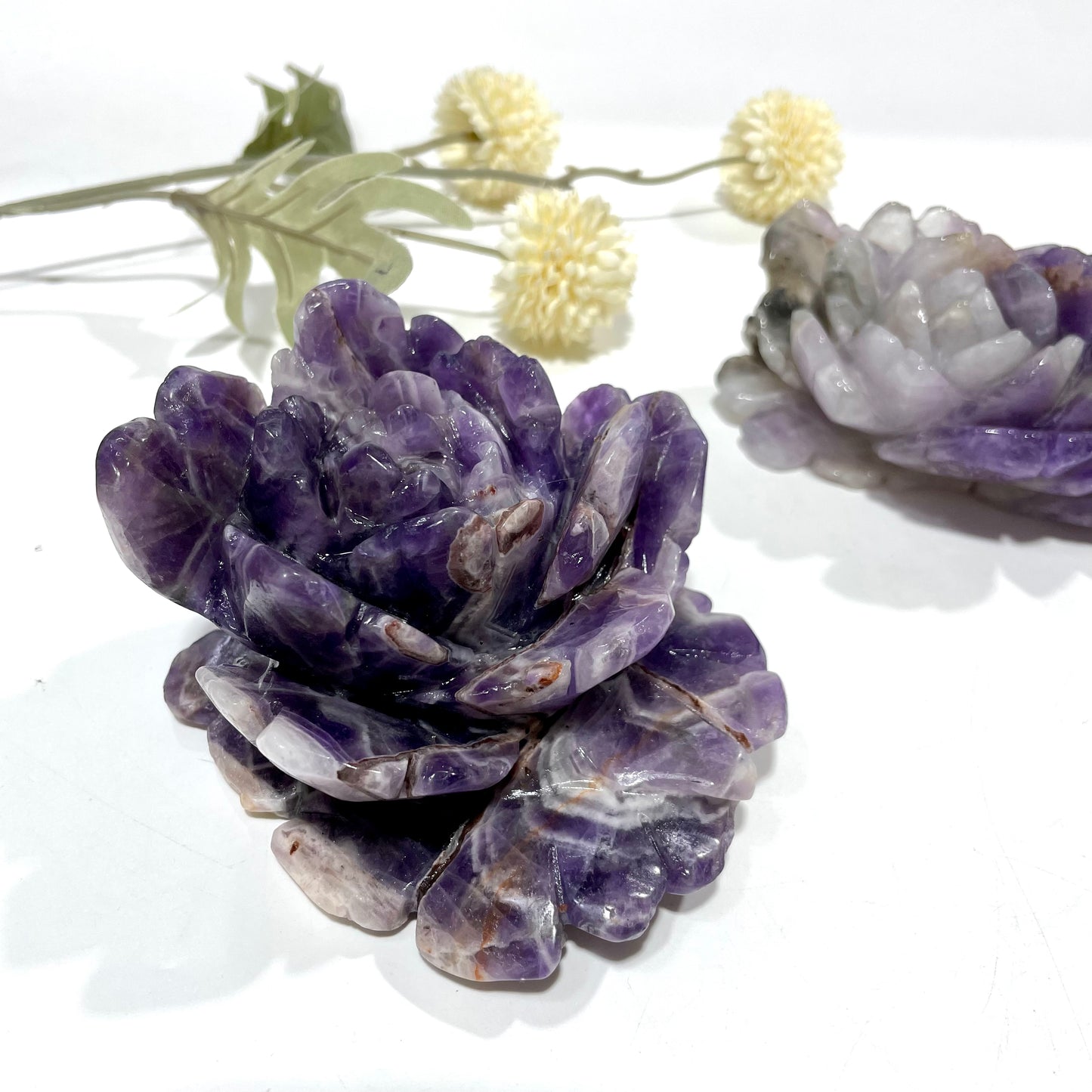 1 Count Big Amethyst Flower Crystal Carving Healing Stones Natural Stone Chakra Balancing Reiki Home Office Decor From IG Crystal