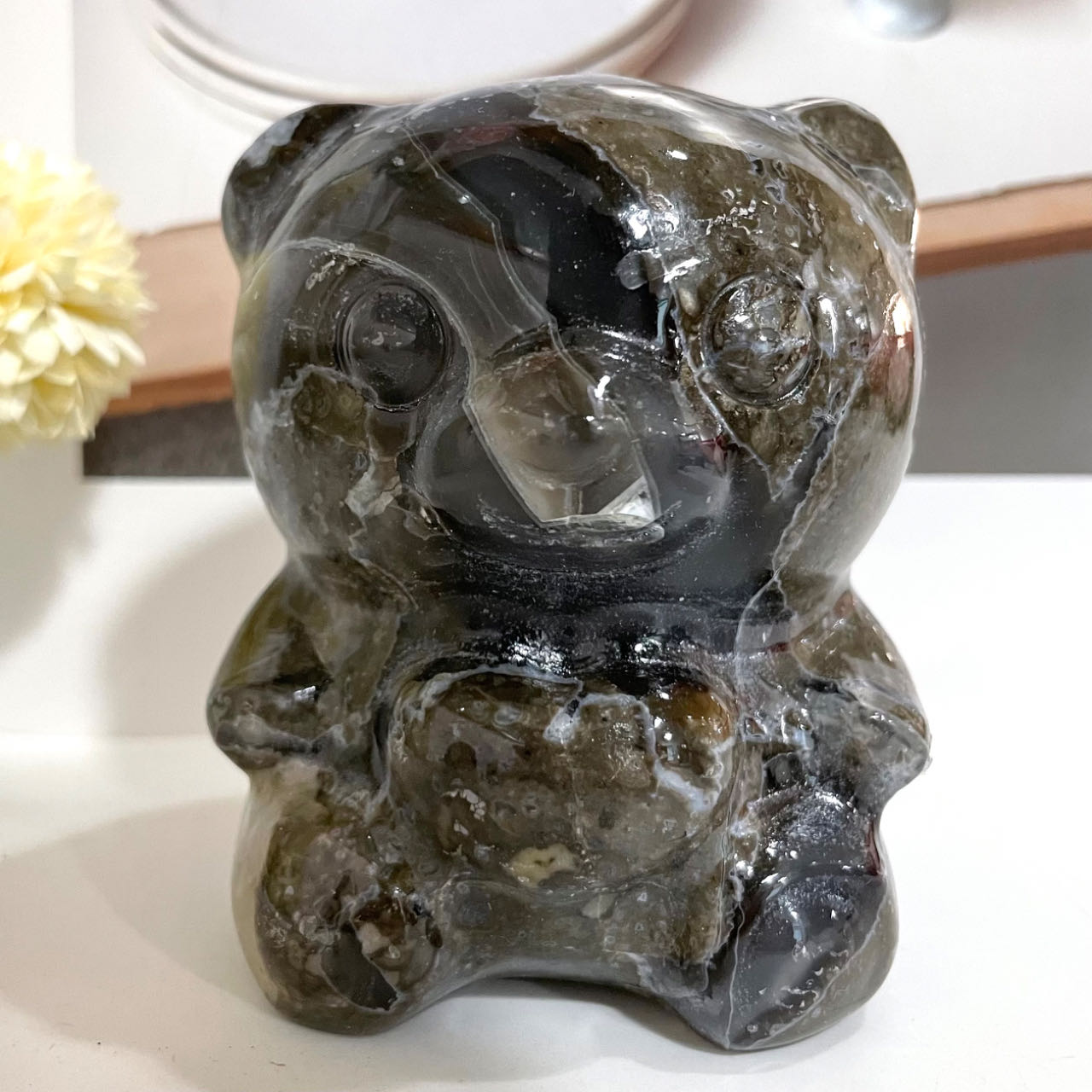 Agate Bear Crystal Healing Stone Animal Collectible Figurine Statue for Reiki From IG Crystal