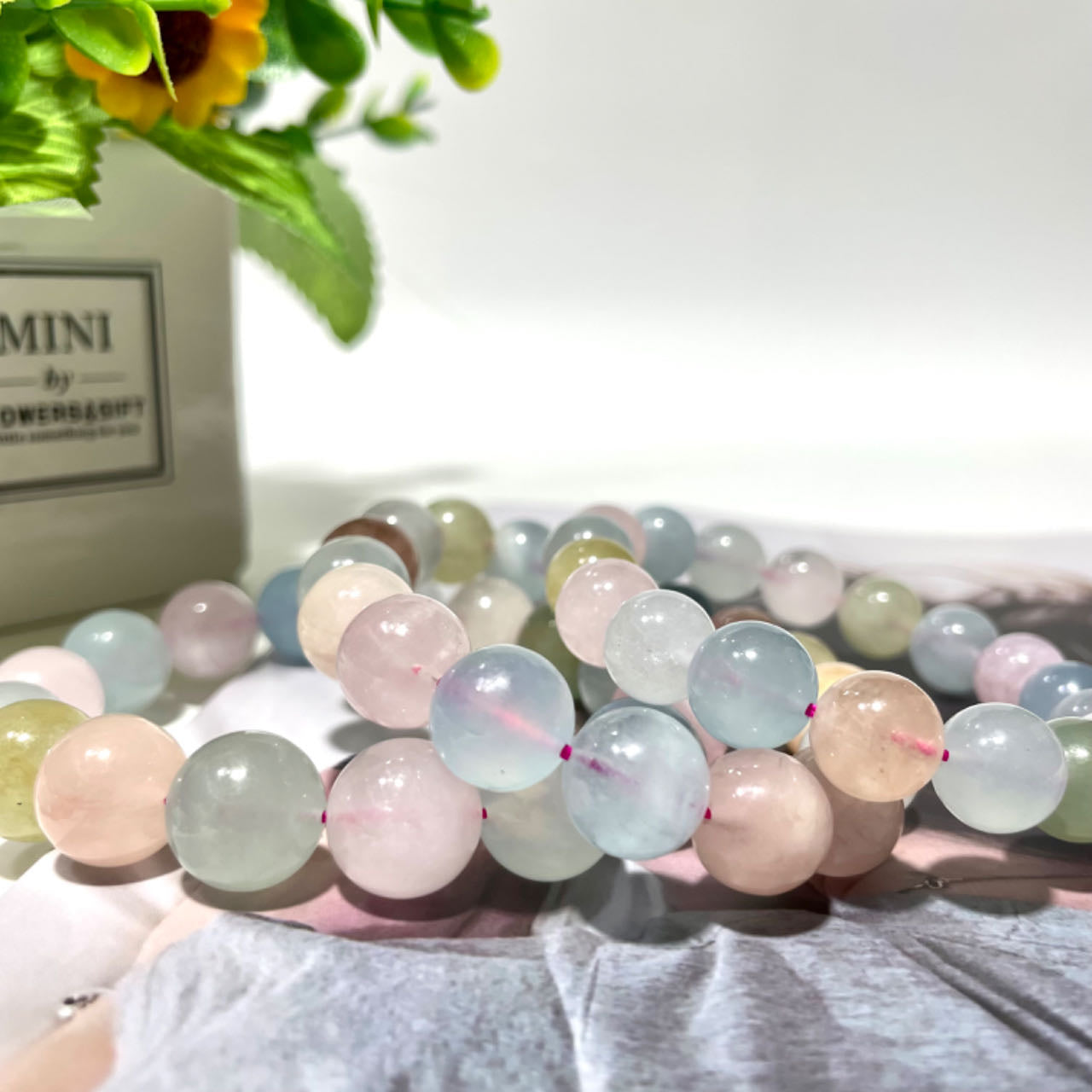 Morganite (Transparent) Bracelet 11~14mm Energy Healing Crystals Jewelry for Women DIY Bracelet From IG Crystal