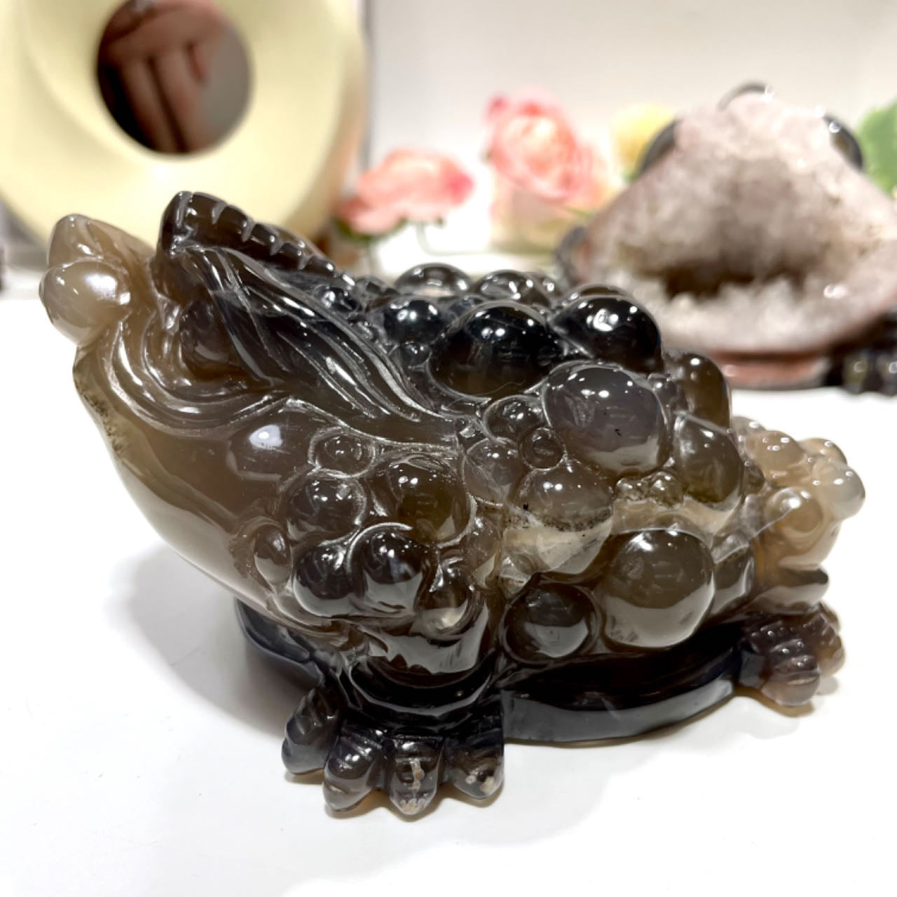 Natural Stone Druzy Agate Toad Crystal Geode Raw Stone For home decor From IG Crystal