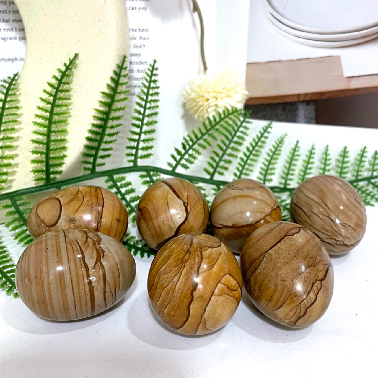 Small Eggs Ocean Jasper Rose Quartz Red Agate Woodstone Healing Stone Home Decoration From IG Crystal