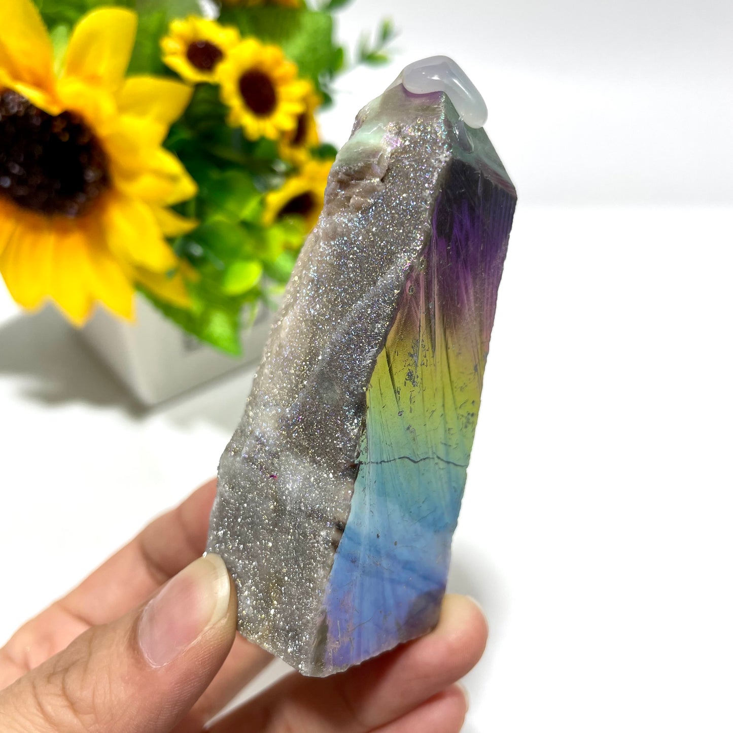 5~7 Counts 500G Rainbow Sphalerite Wand Unnatural Stone Artificial Crystal Gem Mining Chakra Balancing Reiki Healing Crystal Mystery Crystal Display Crystal Shopping Online Home Office Decor From IG Crystal