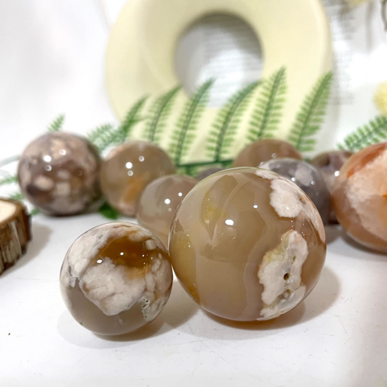 3~5PCS Small Pink Flower Agate Balls 2.5~5cm Healing Stone Home Decoration From IG Crystal