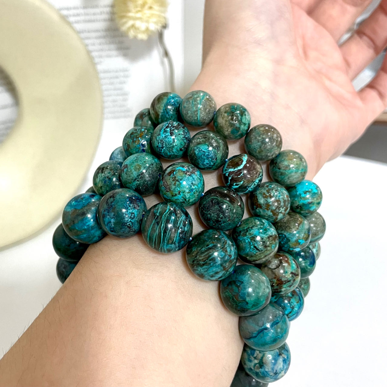 Peru Chrysocolla Bracelet 11~14mm Energy Healing Crystals Jewelry for Women DIY Bracelet From IG Crystal