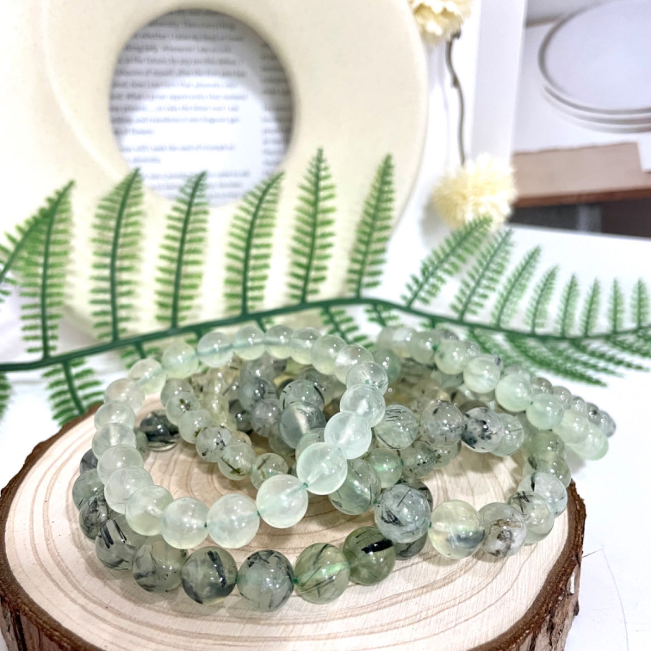Prehnite Bracelet 7~10mm Energy Healing Crystals Jewelry for Women DIY Bracelet From IG Crystal