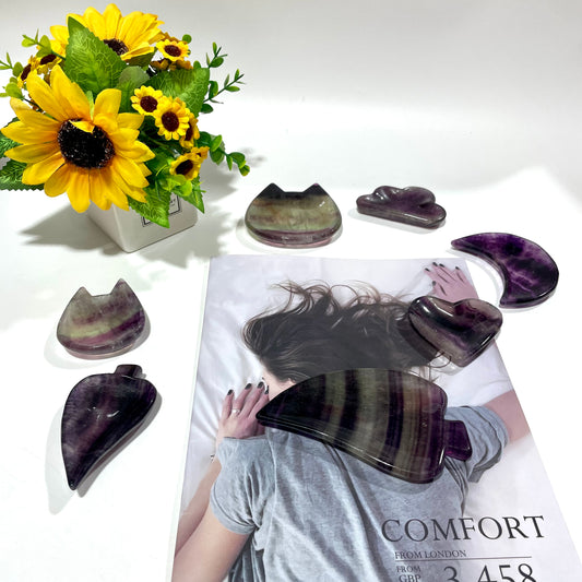 3~4 Counts Fluorite Bowl Heart Cloud Moon Cat Leaf Shape Hand Polished Gem Stone Bowls Natural Raw Crystal Decorative Dish Jewelry Storage Agate Bowl for Meditation Reiki Healing From IG Crystal