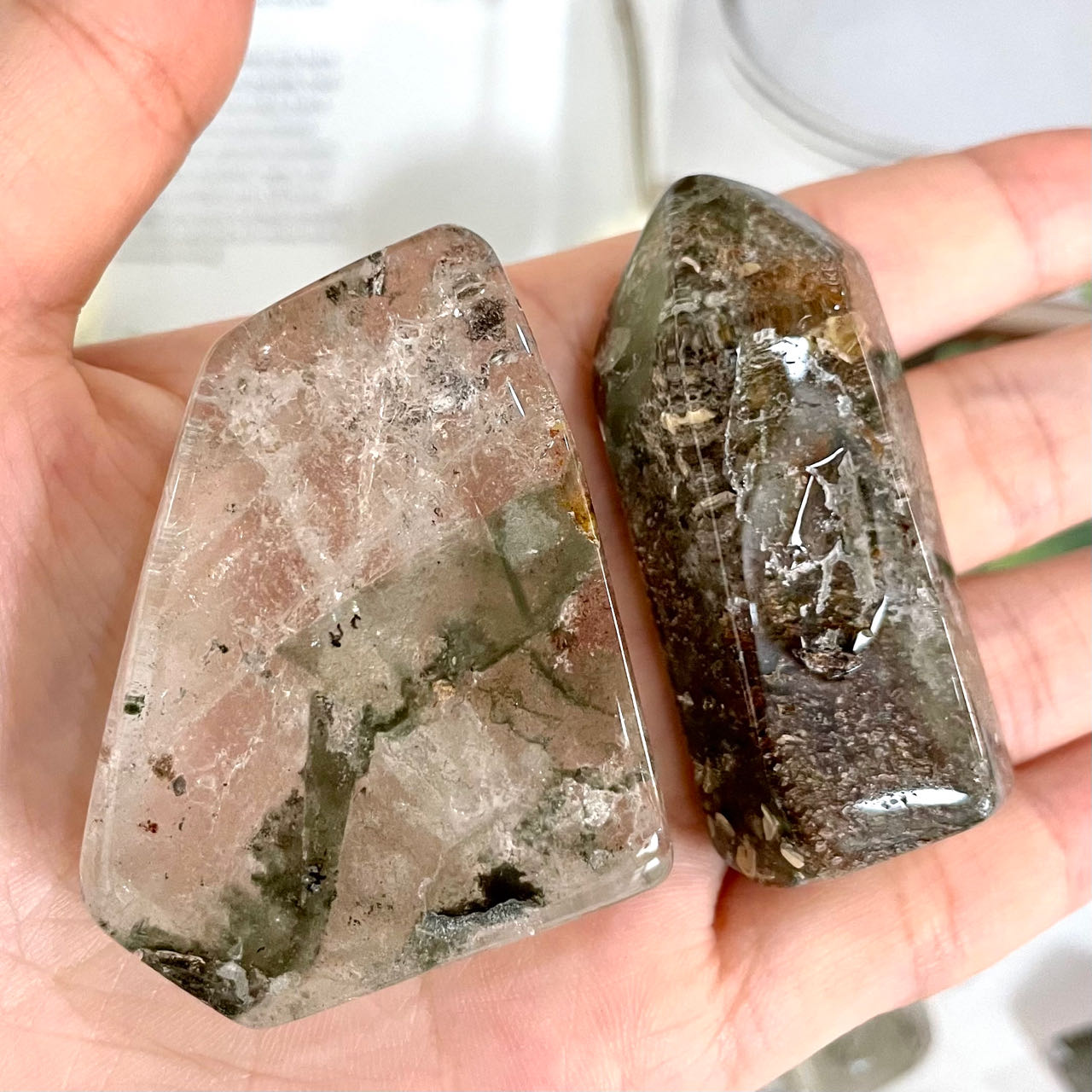 Green Phantom Quartz Ghost Crystal Natural Crystal Stone for Reiki Healing Spiritual Meditation Home Decor Stochastic 3~4PCS From IG Crystal