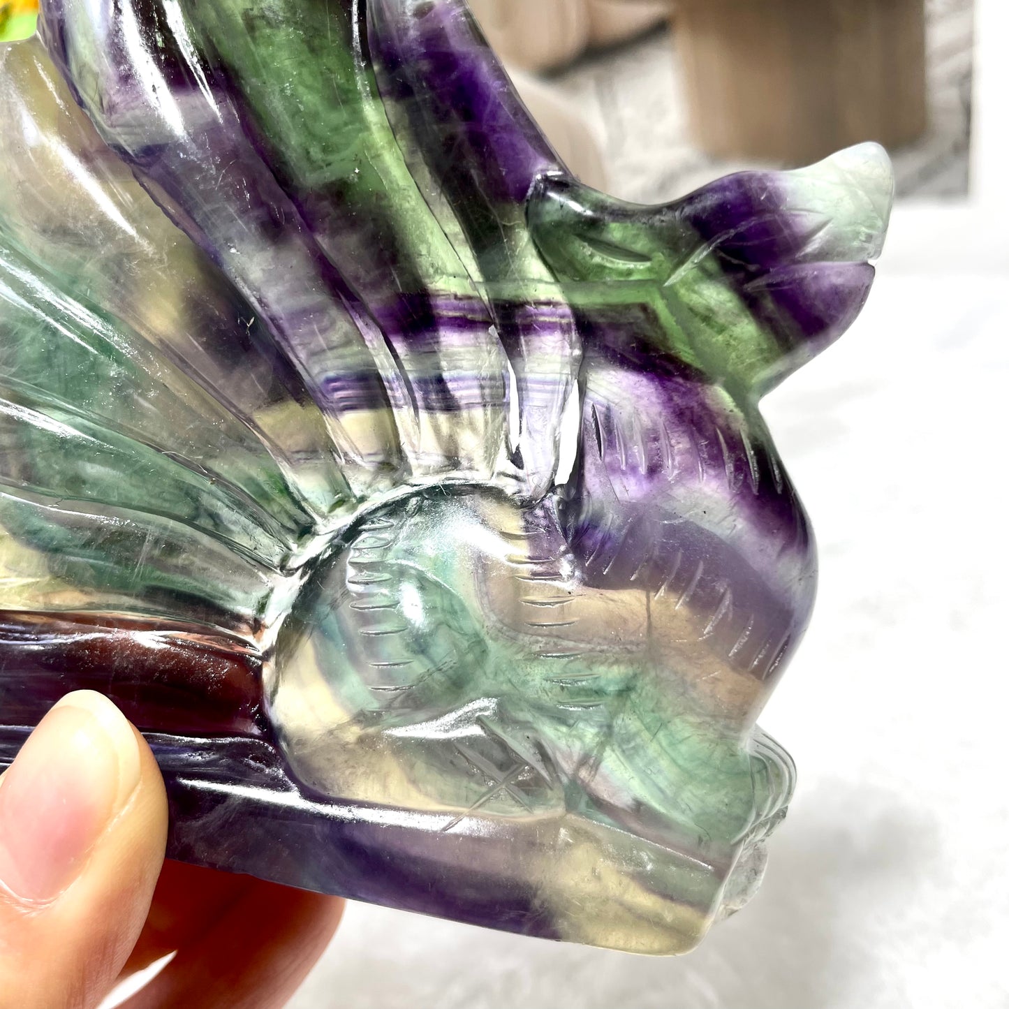 1 Count Fluorite Fox Crystal Carving Healing Stones Natural Stone Chakra Balancing Reiki Home Office Decor From IG Crystal