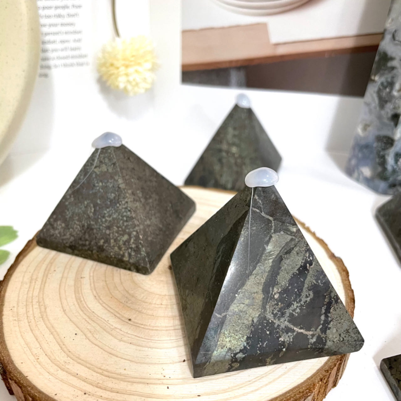 2PCS Pyrite Pyramid Crystal Healing Stone From IG Crystal