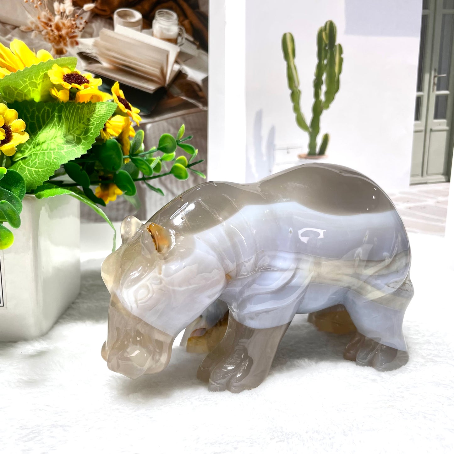 1 Count Geode Agate Bear Hippo Crystal Carving Natural Stone Gem Mining Chakra Balancing Reiki Healing Crystal Mystery Crystal Display Crystal Shopping Online Home Office Decor From IG Crystal