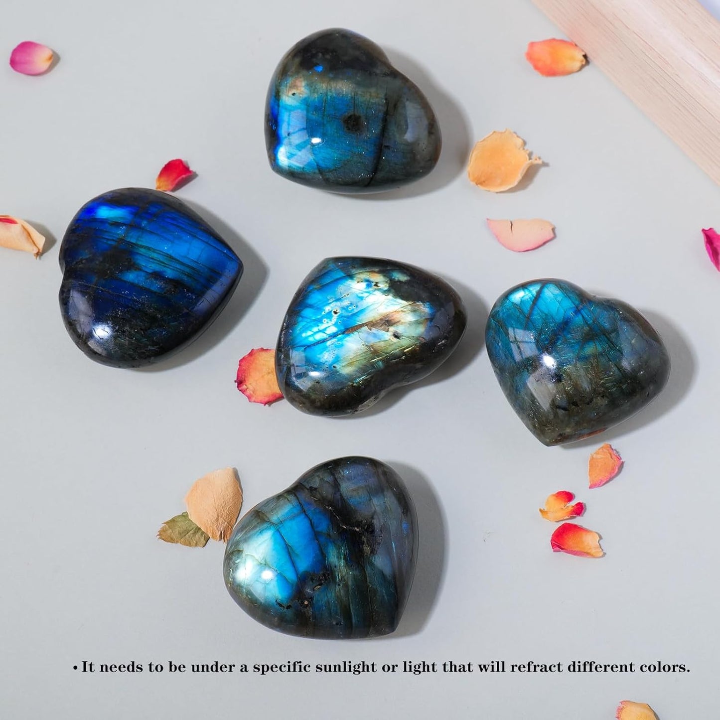 9~10PCS Natural Labradorite Crystal Polished Palm Stone 30-35mm Irregular Shape Heart Love Healing Crystal Moonstone Yoga Meditation From IG Crystal