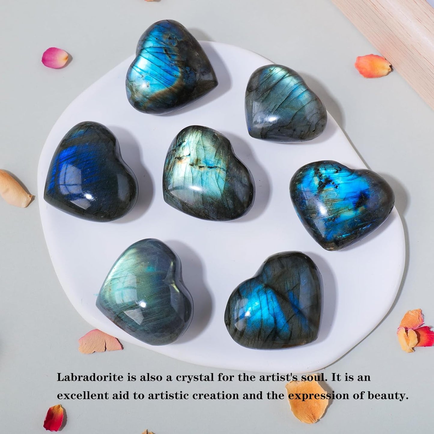 9~10PCS Natural Labradorite Crystal Polished Palm Stone 30-35mm Irregular Shape Heart Love Healing Crystal Moonstone Yoga Meditation From IG Crystal