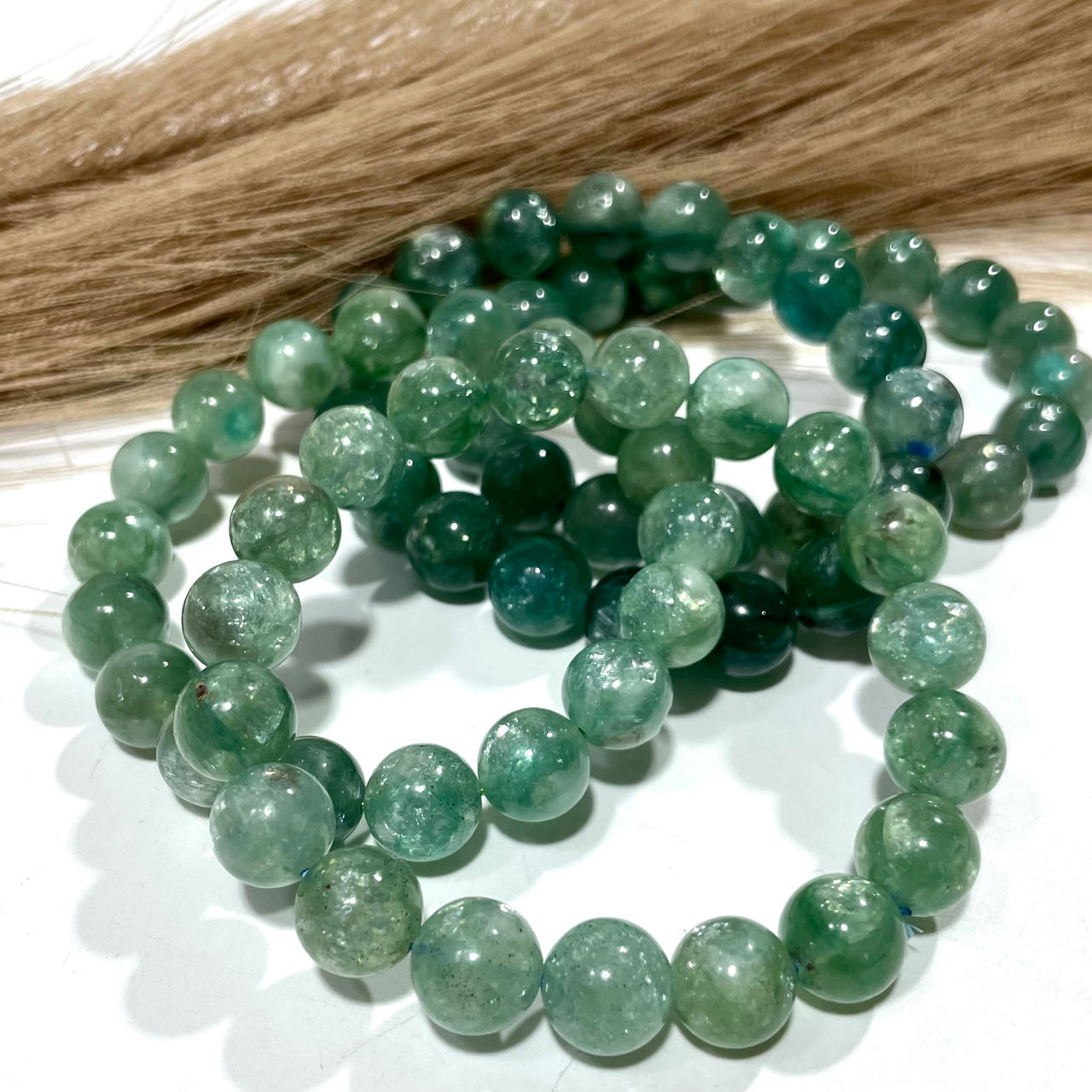 1 Count Green Mika Crystal Bracelet 11~12mm Energy Healing Crystals Jewelry for Women DIY Bracelet From IG Crystal
