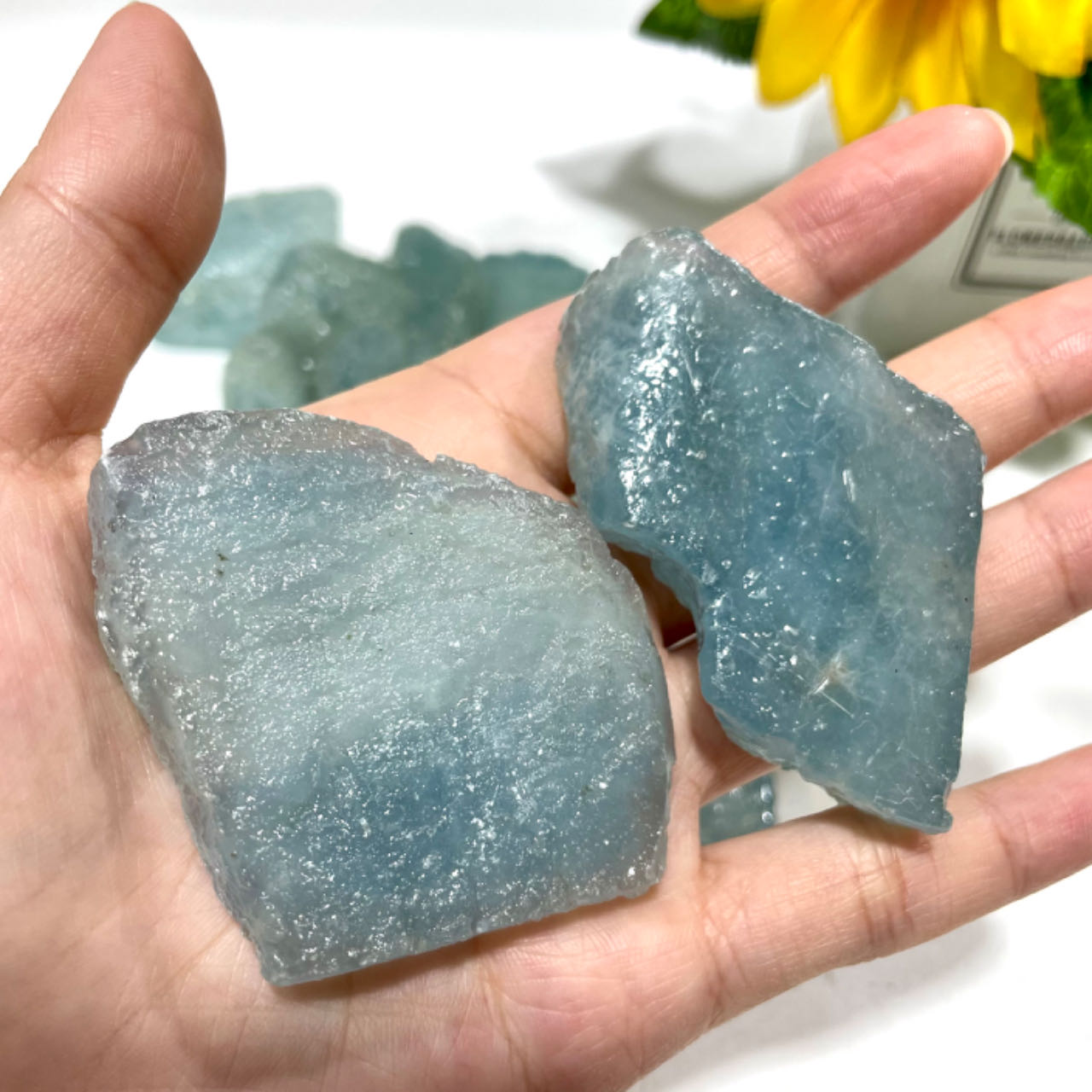 2~4 Counts 100g Natural Aquamarine Chunks Raw Rough Stone For Cabochon Reiki Crytsal Healing Home decor Jewelry Card Natural Crystals Healing Stones Crystal Jewelry Shop Pretty Crystals From IG Crystal