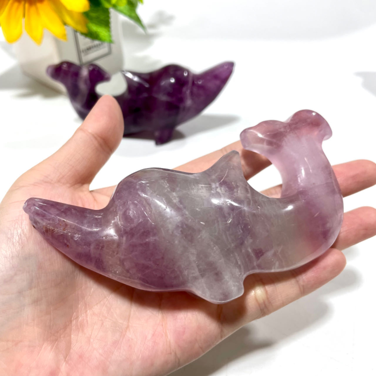 1 Count Purple Fluorite Dolphin Crystal Carving Healing Crystal Gem Reiki Healing Home Decor Crystal Jewelry Shop Pretty Crystals From IG Crystal
