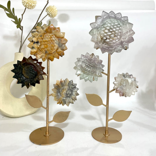 Sunflower Crystal Table Decoration Stochastic 1PCS Flourite Amethyst Rose Quartz Yooperlite From IG Crystal