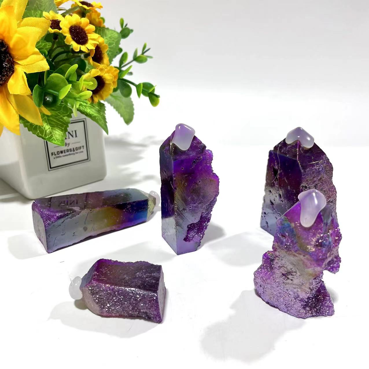 5~7 Counts 500G Purple Sphalerite Wand Unnatural Stone Artificial Crystal Gem Mining Chakra Balancing Reiki Healing Crystal Mystery Crystal Display Crystal Shopping Online Home Office Decor From IG Crystal