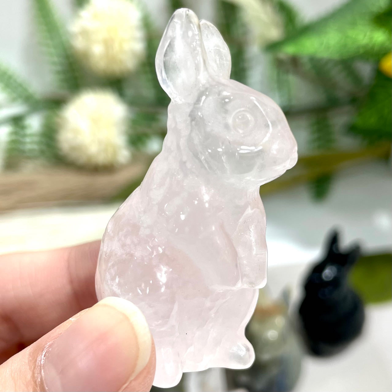 5 Counts Different Material Rabbit Crystal 2 Inch Clear Quartz Rose Quartz Lavakite Red Obsidian Fire Quartz Amethyst Green Aventurine Healing Stone Home Decoration From IG Crystal
